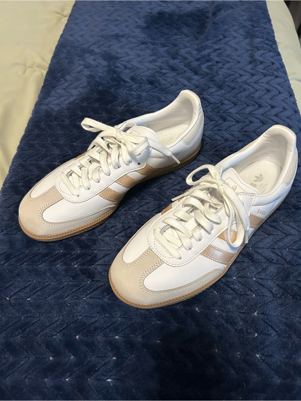 adidas Women's White and Beige Samba-Style Sneakers